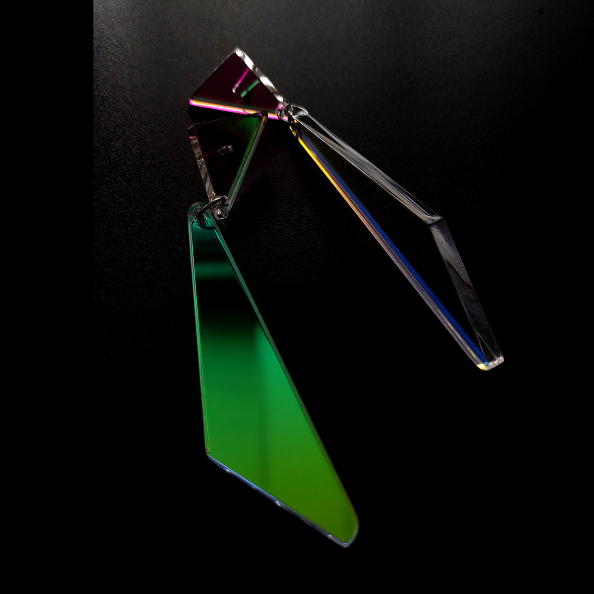 Arkansas°AB post & drop earrings Aurora Borealis