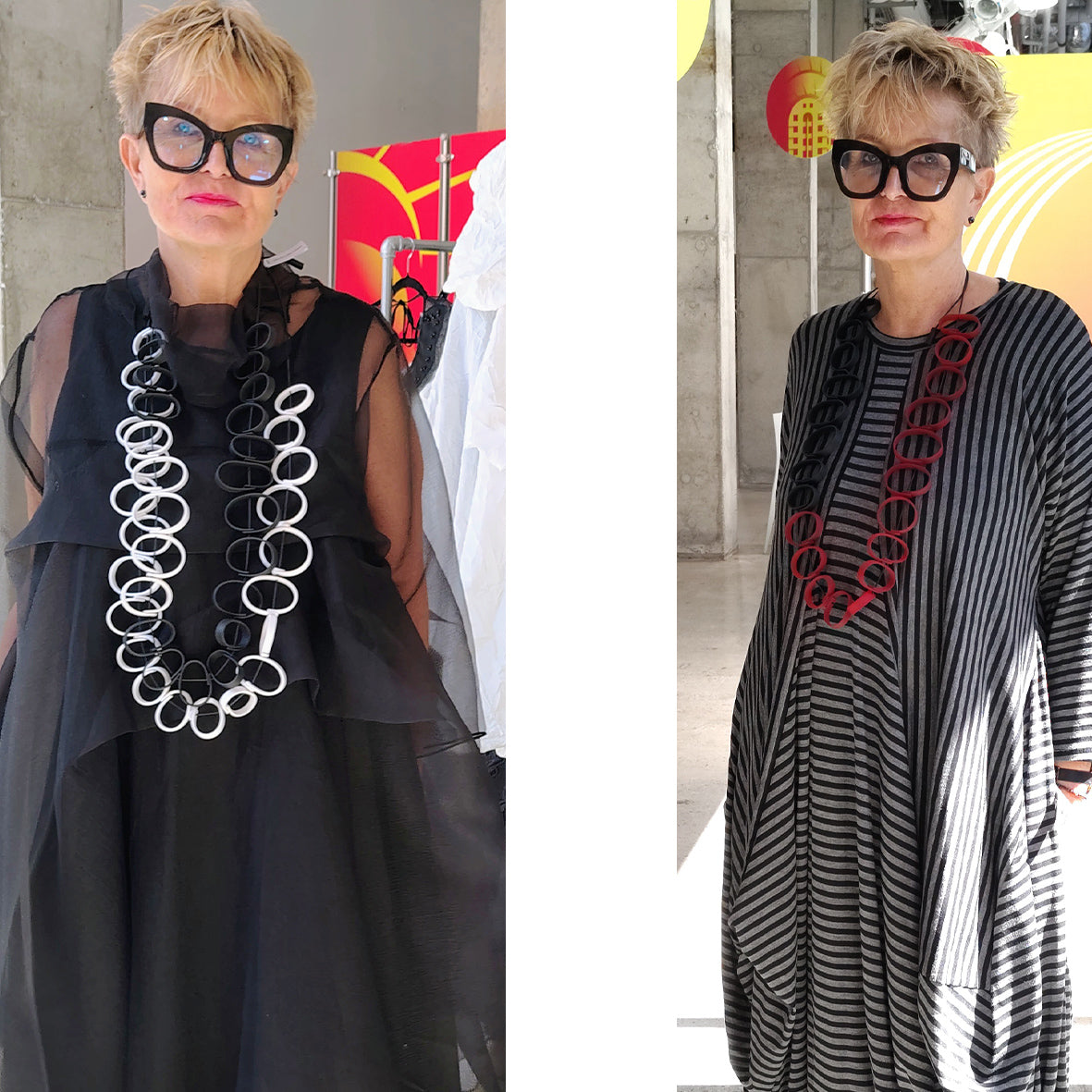 CAPRI long necklace White Black