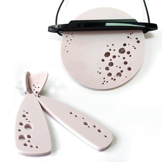 Set 50%OFF : CECIL pendant + SLOANE earrings Powder Pink