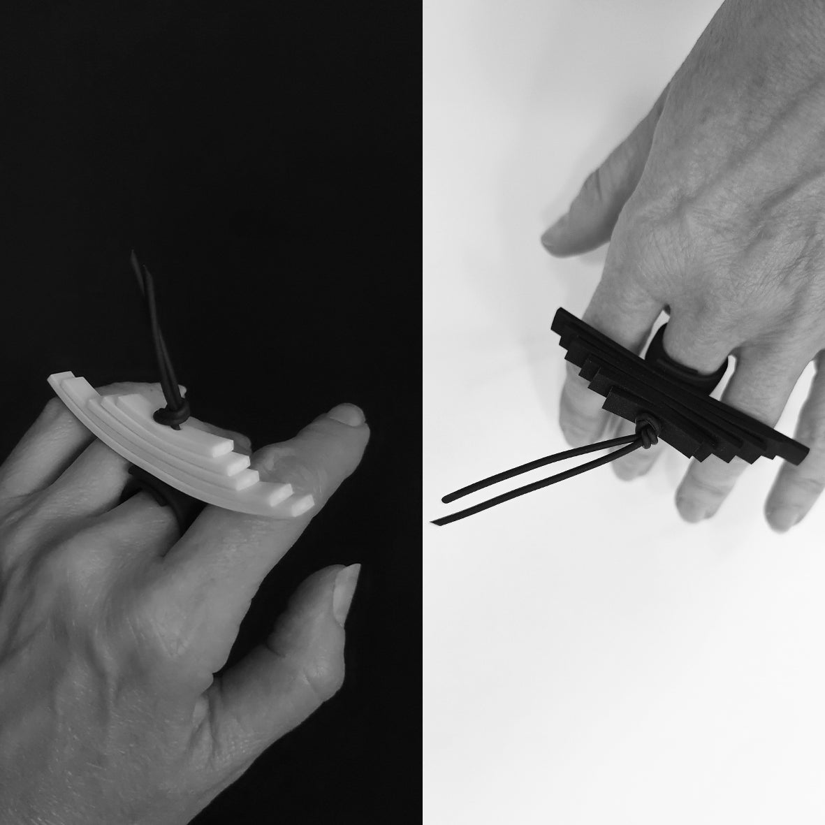 KAY bague moderne en caoutchouc Noir