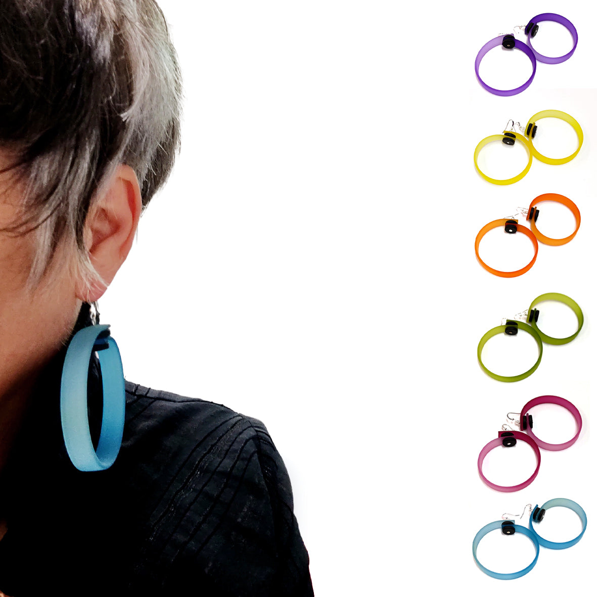 Set - IBIZA Trio bracelets & ORA rubber earrings Fuchsia