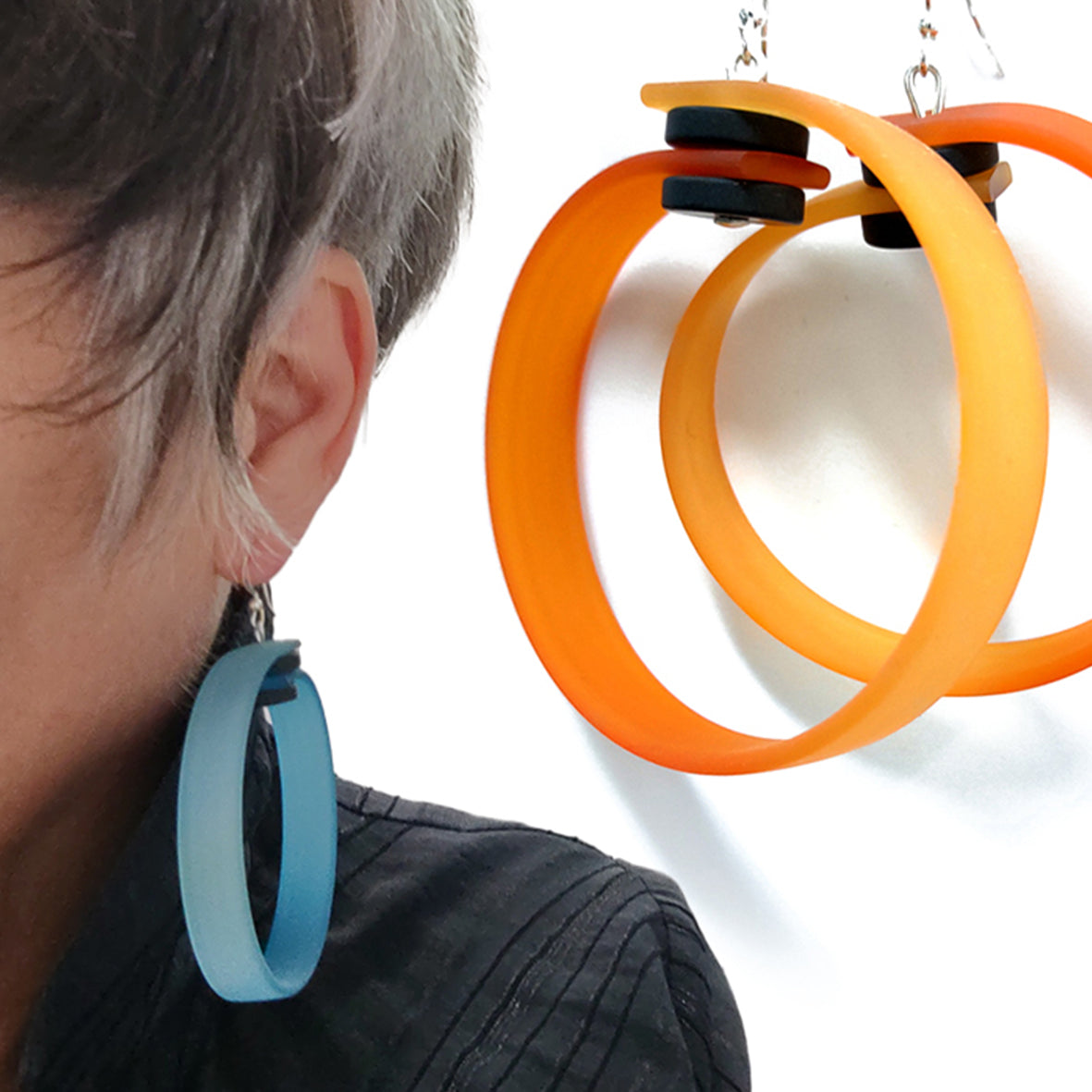 ORA b.o. créoles en "caoutchouc" Orange Candy