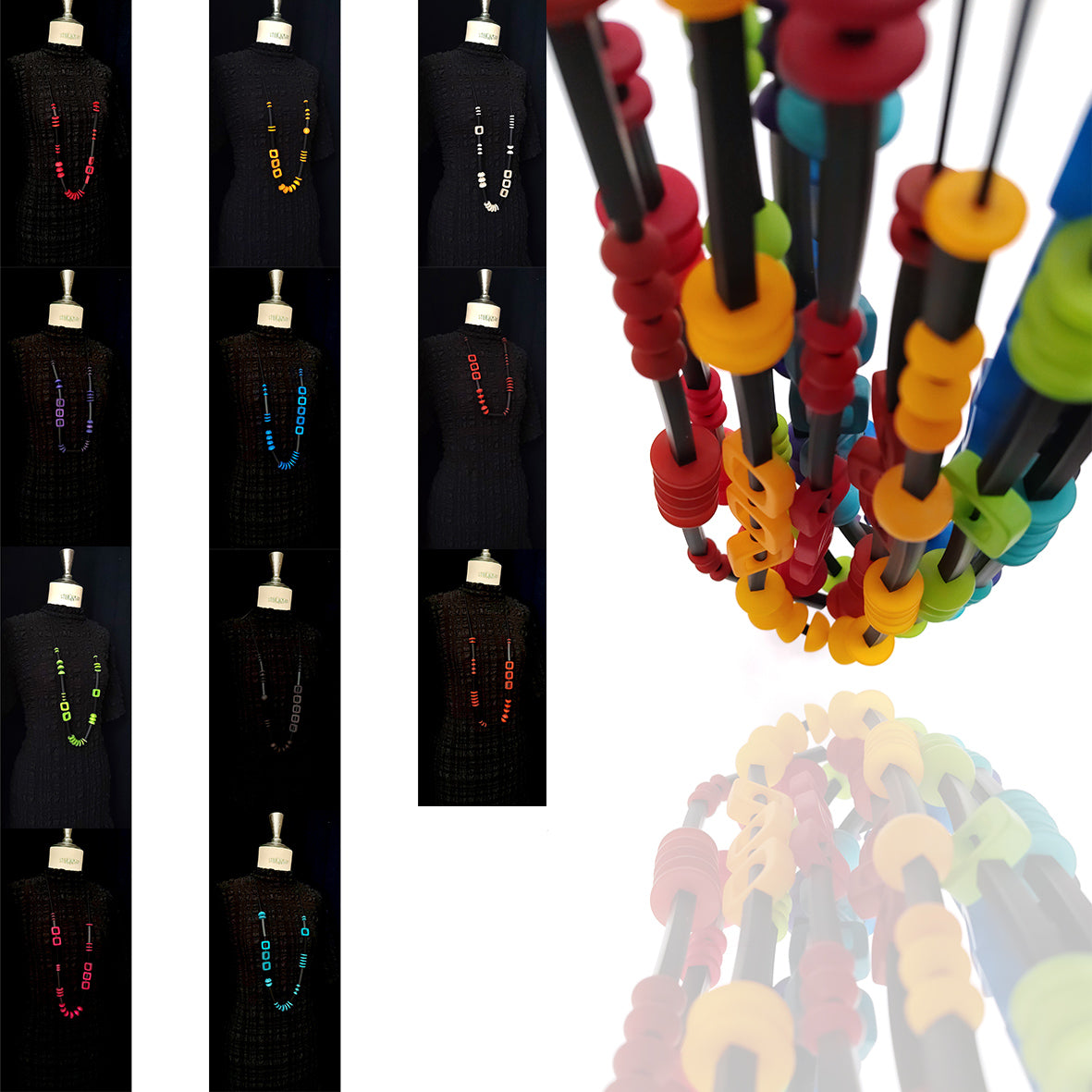 REBECCA resin long necklace Brick Red