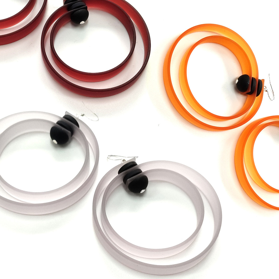 ROHA hand-dyed rubber HOOP earrings Burgundy
