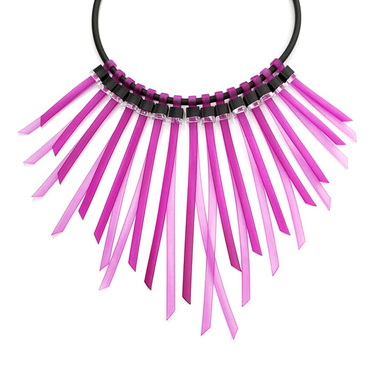 30% OFF SANTA-CRUZ "feather" statement necklace Fuchsia Pink