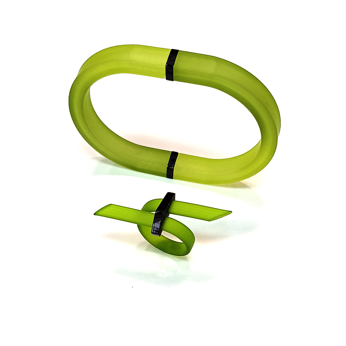 Set of KAYLEE bracelet & SANAGA ring Lime Green