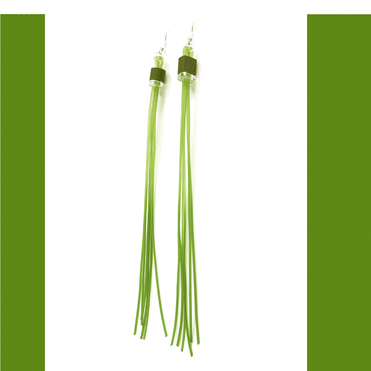 STROMBOLI long tassel earrings Lime Green