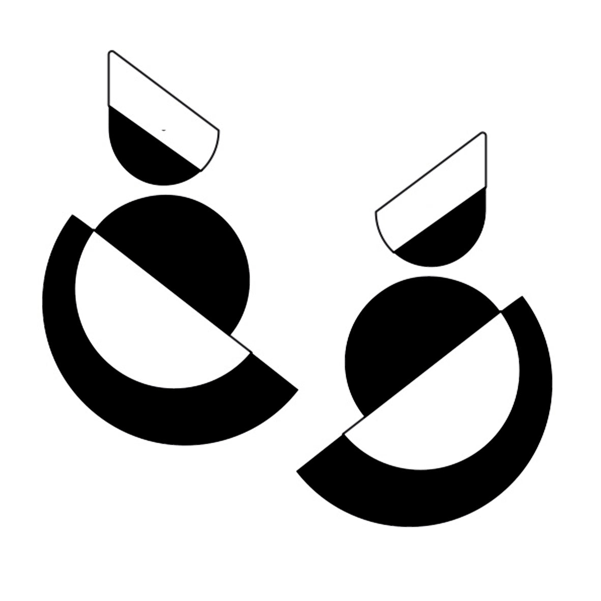 Boucles d'oreilles pendantes et tiges Suzanna Blanc/Noir