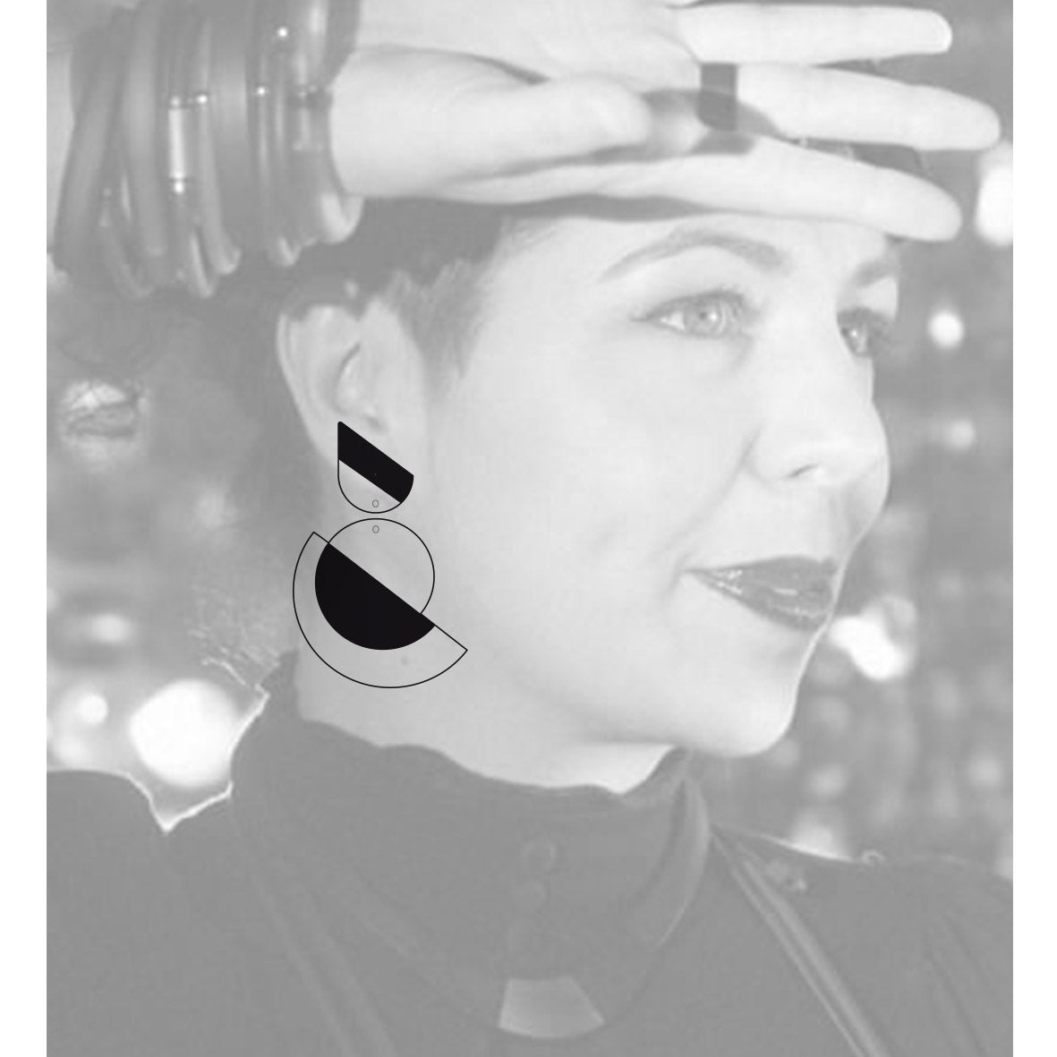 Boucles d'oreilles pendantes et tiges Suzanna Blanc/Noir