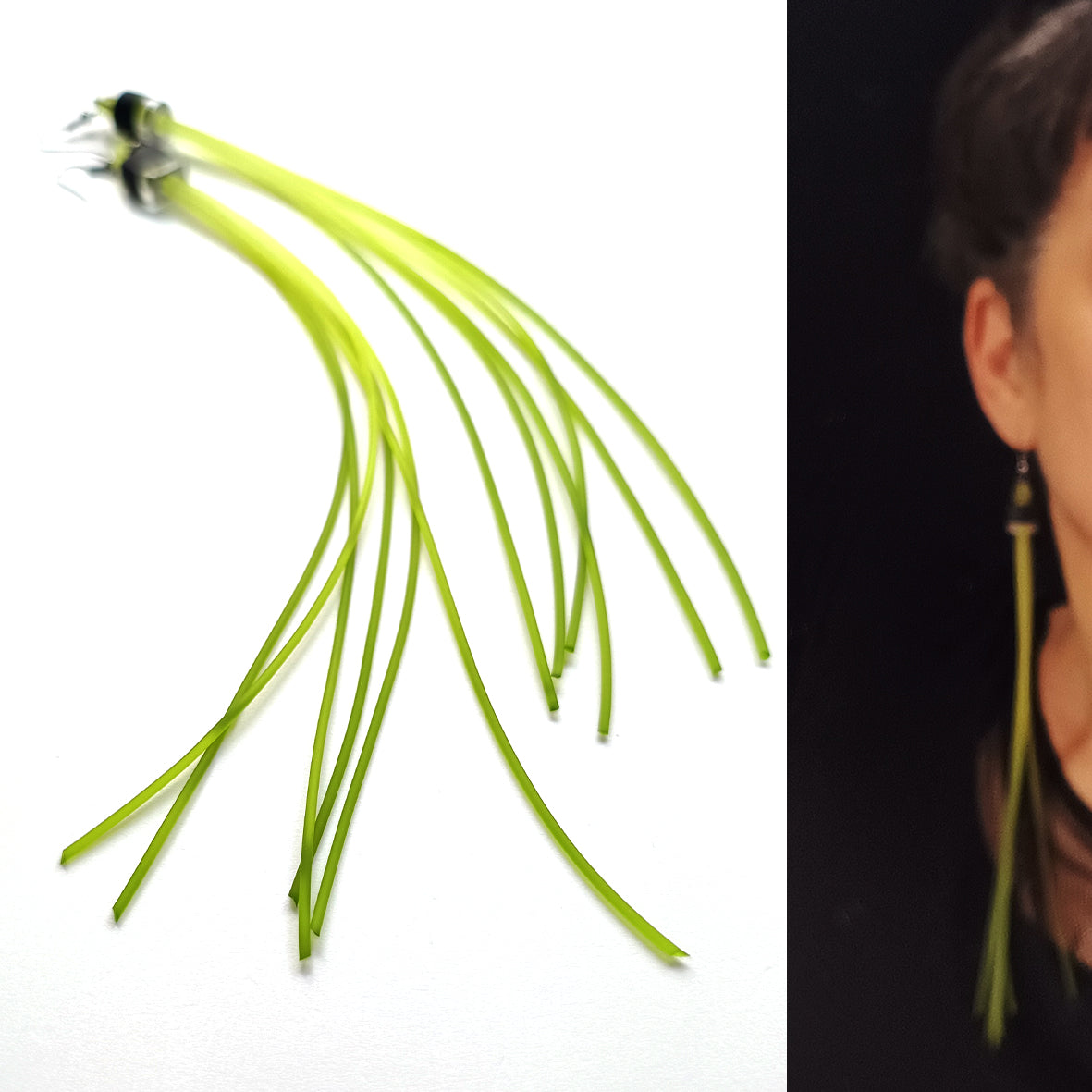 STROMBOLI long tassel earrings Lime Green