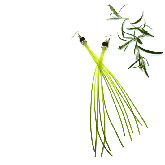 STROMBOLI long tassel earrings Lime Green