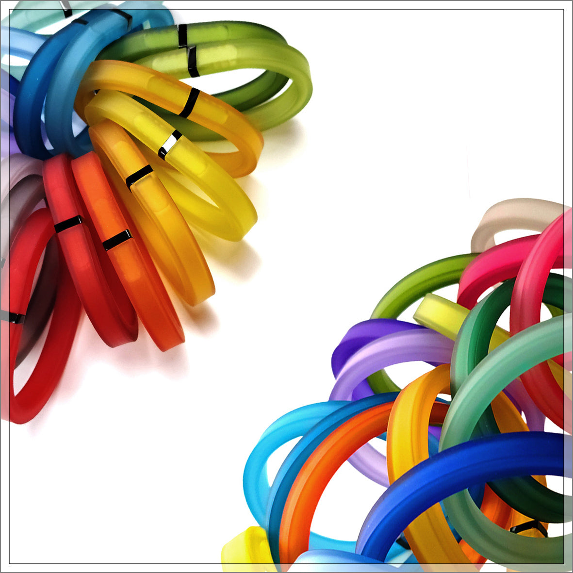 YUNA°DUO, lot de 2 bracelets en caoutchouc Noir