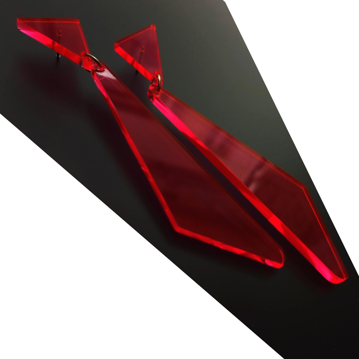 Arkansas post & drop earrings Neon Red