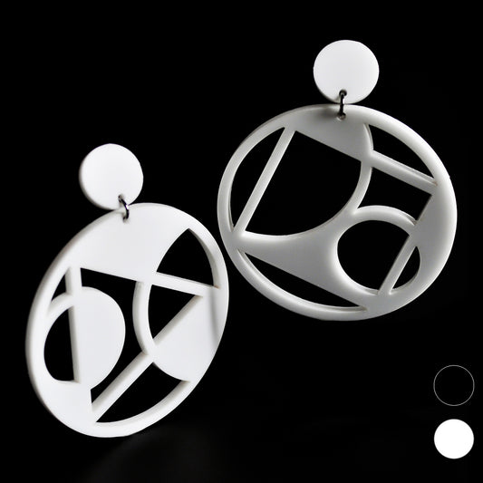 CIRCLE "hoop" post & drop earrings Snow White