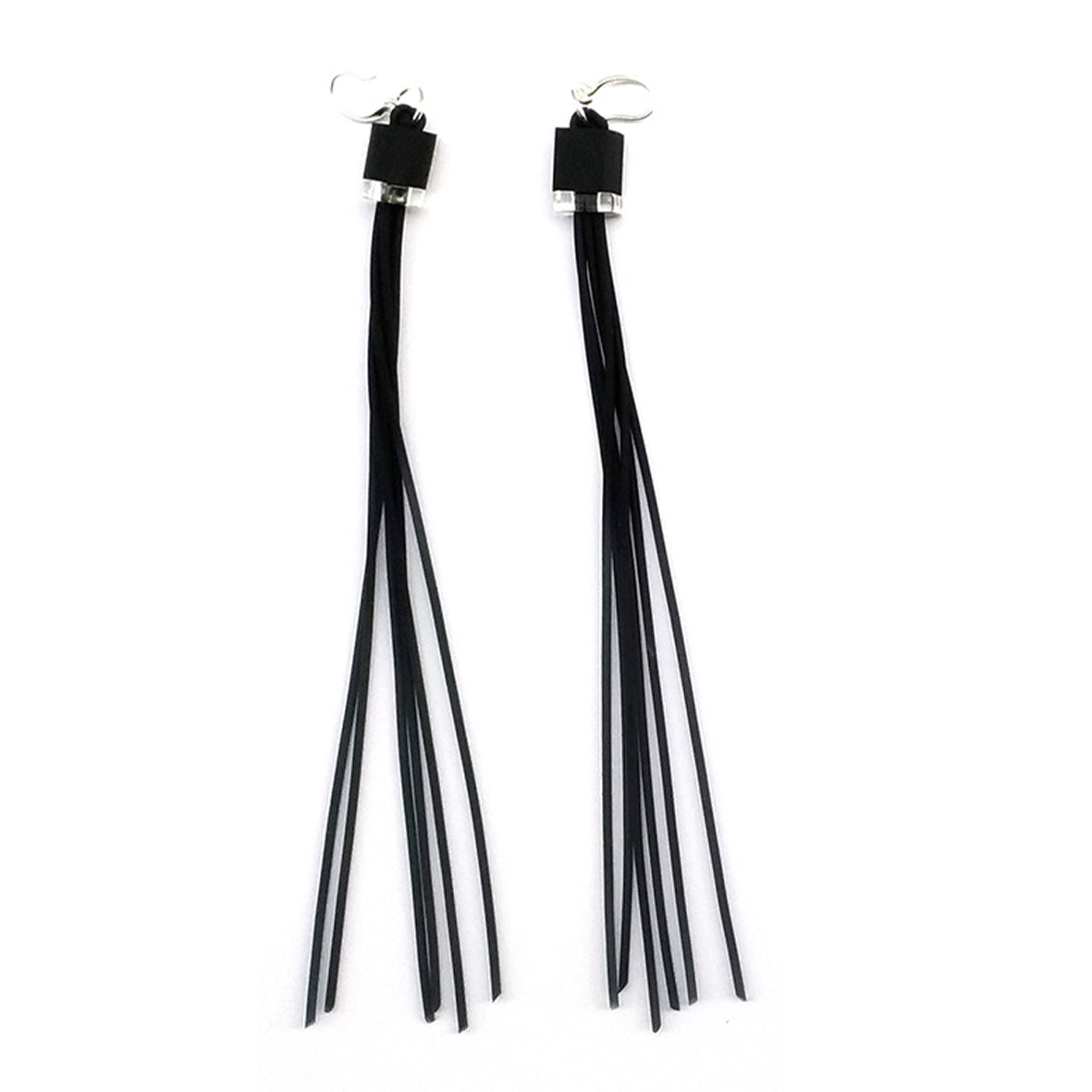 BALI long tassel earrings Black Crystal