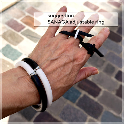 SANAGA bague ajustable Noir & Blanc