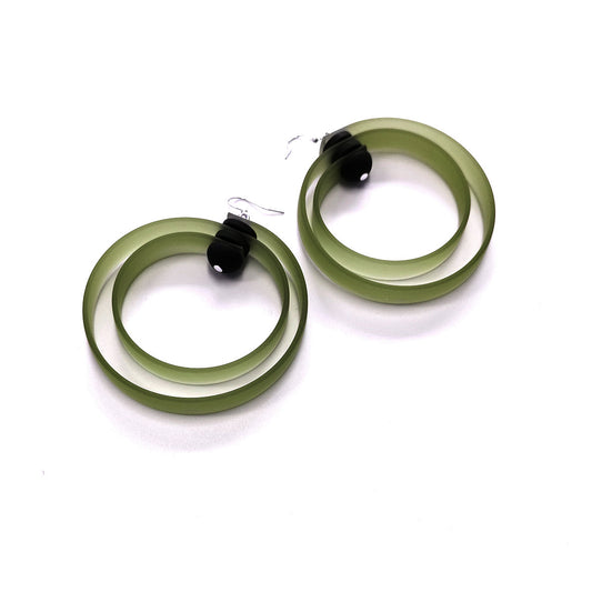ROHA hand-dyed rubber HOOP earrings Olive