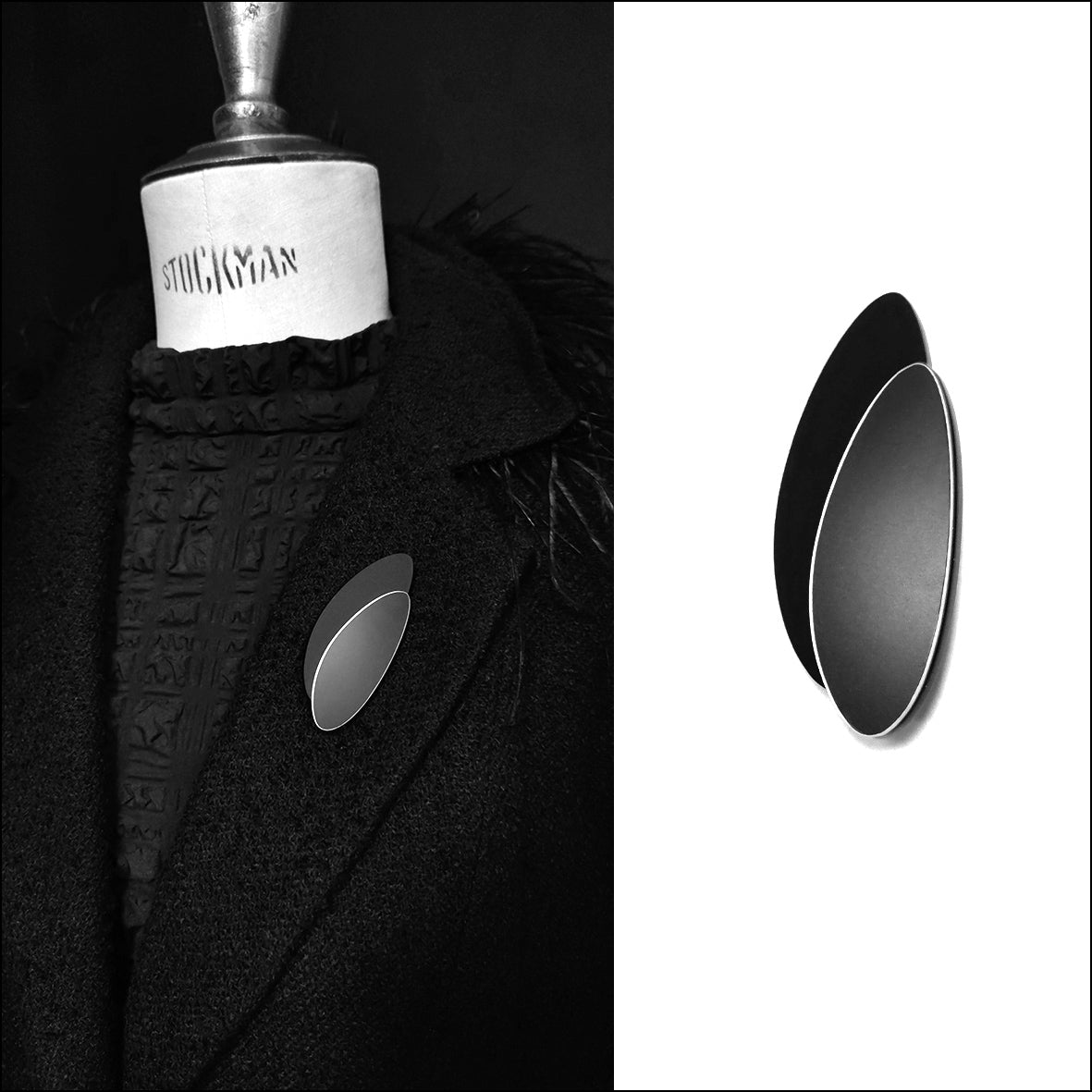 AKLI acrylic brooch Black