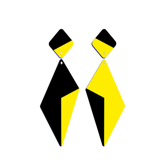 AUDREY Boucles d'oreilles articulées en Plexiglas Jaune