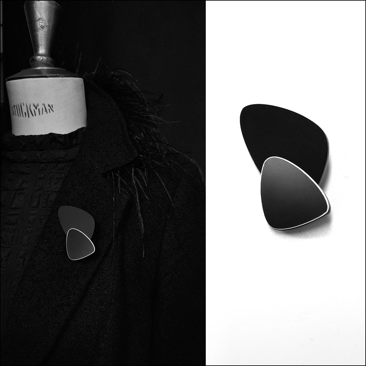 AWA acrylic brooch Black