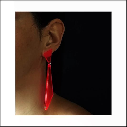 Arkansas post & drop earrings Neon Red