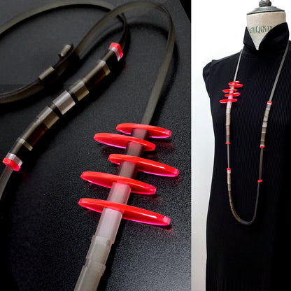 Canberra long necklace Neon Red