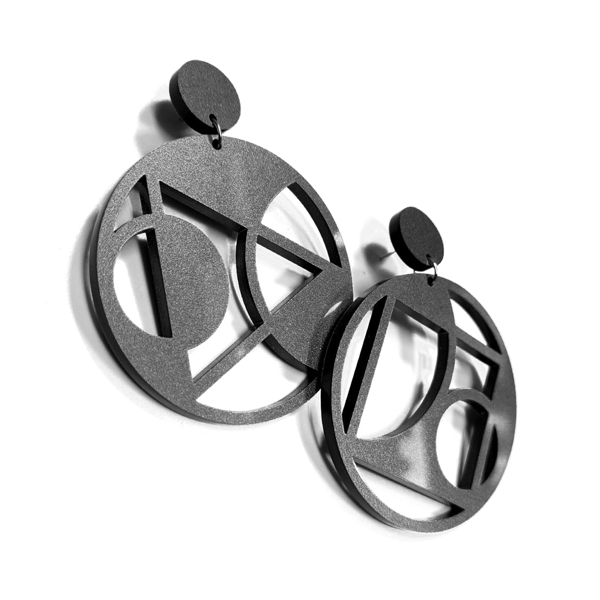 CIRCLE "hoop" post & drop earrings Antic Silver