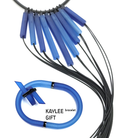 WANAKA collier & SANAGA bague + KAYLEE bracelet - offert / LOT Bleu Roi