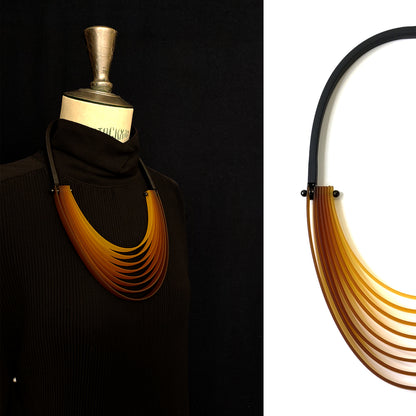 Dahlia multi layer rubber necklace Ochre Bronze