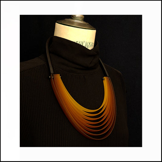 Dahlia multi layer rubber necklace Ochre Bronze