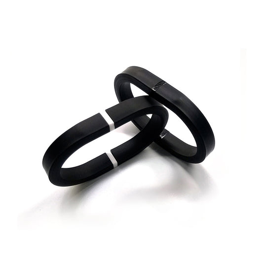 LOT de 2 bracelets DELTA°DUO en caoutchouc Noir/Noir