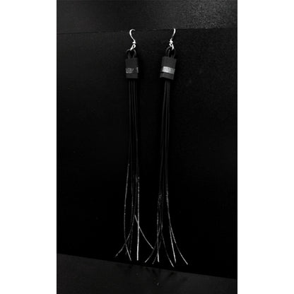 FAIZA long rubber tassel earrings Silver & Black