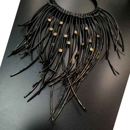 KLEOPATRA "feather" statement necklace Antic Gold