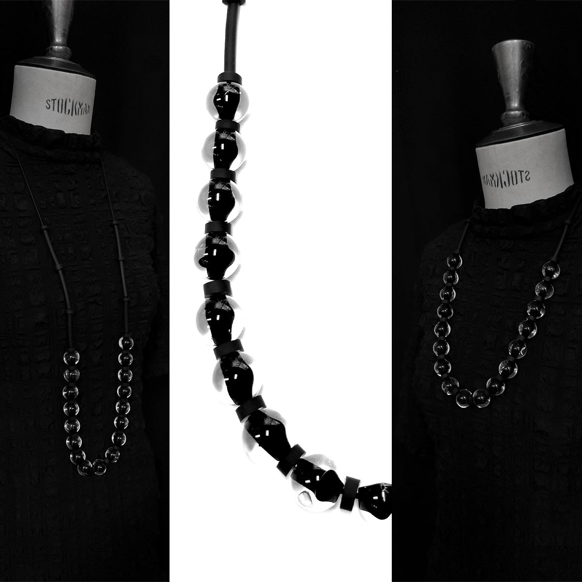 LYANNA long necklace Black Crystal