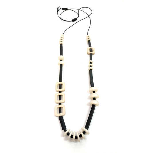 REBECCA resin long necklace Ivory
