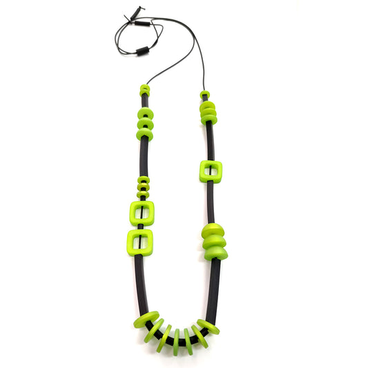 REBECCA resin long necklace Lime Green