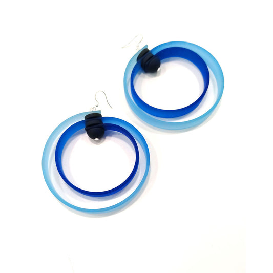 ROHA hand-dyed rubber HOOP earrings Blue Sky