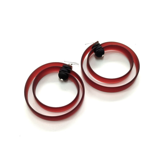 ROHA hand-dyed rubber HOOP earrings Burgundy