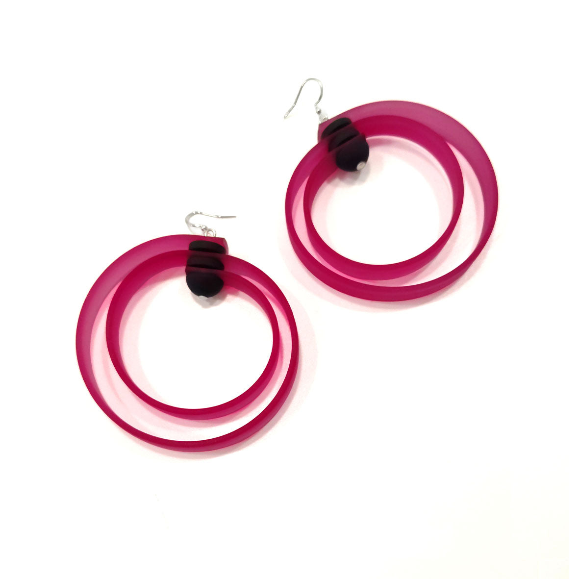 ROHA hand-dyed rubber HOOP earrings Fuchsia