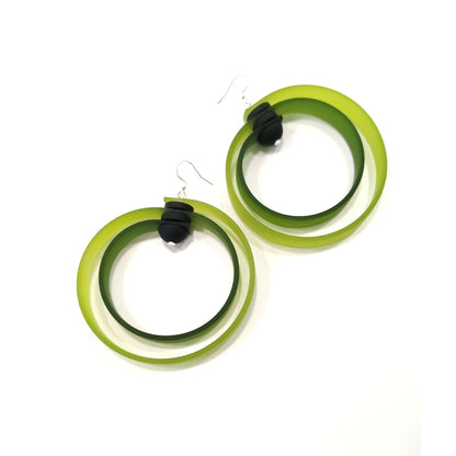 ROHA hand-dyed rubber HOOP earrings Lime Green