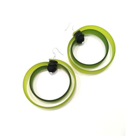 ROHA hand-dyed rubber HOOP earrings Lime Green