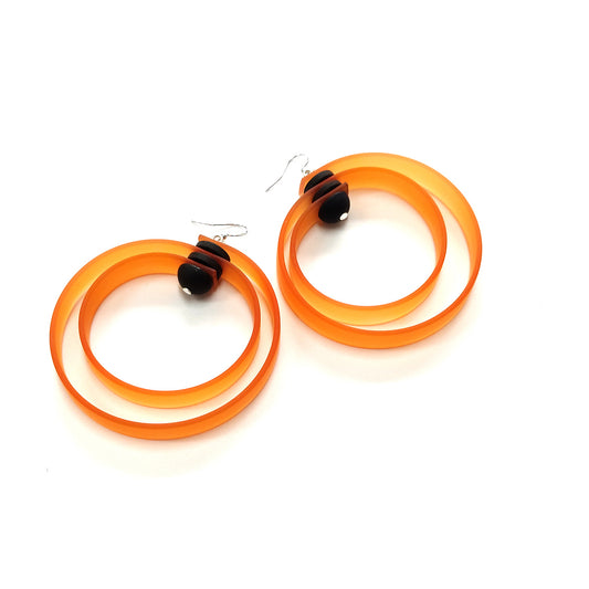 ROHA hand-dyed rubber HOOP earrings Orange