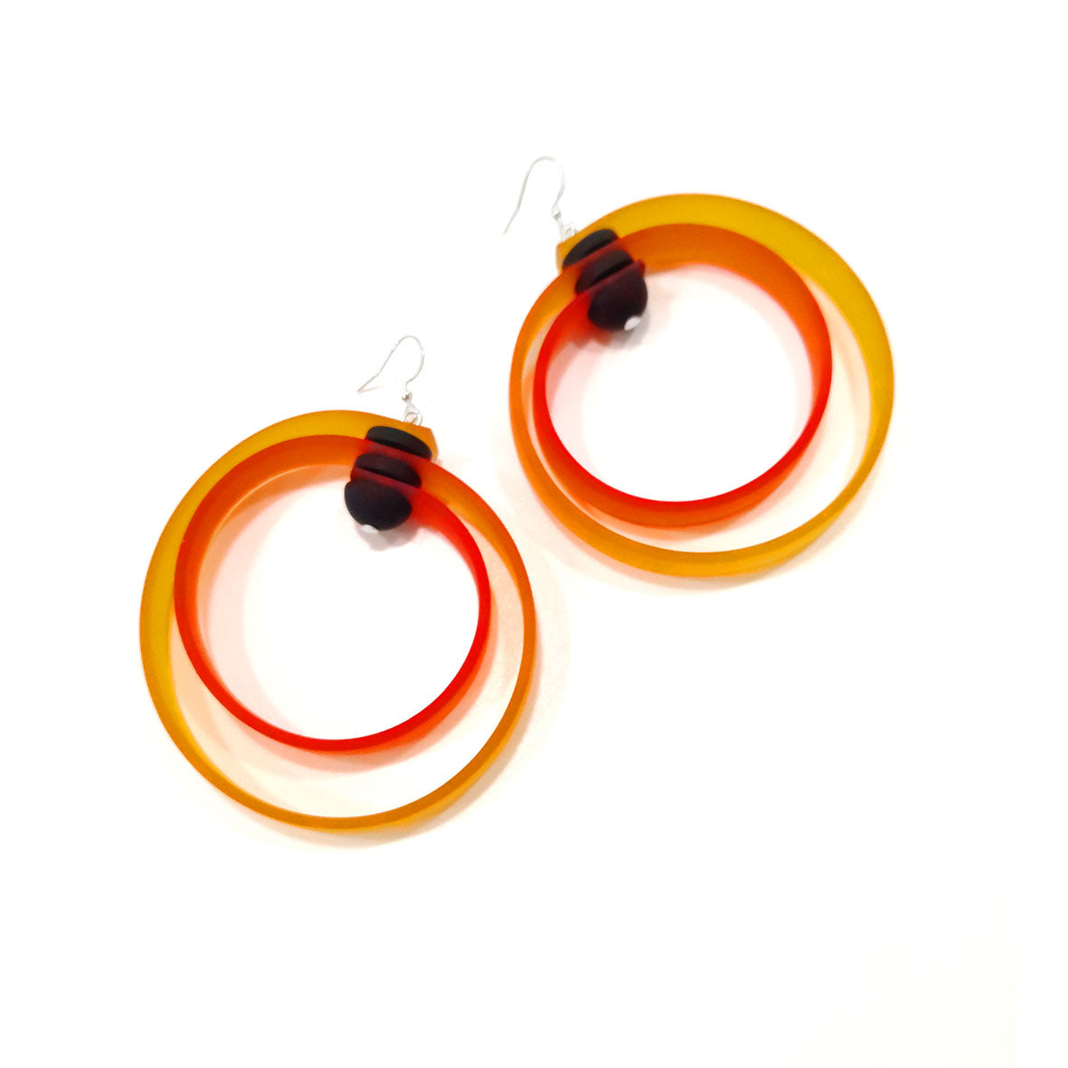 ROHA hand-dyed rubber HOOP earrings Orange Mandarine