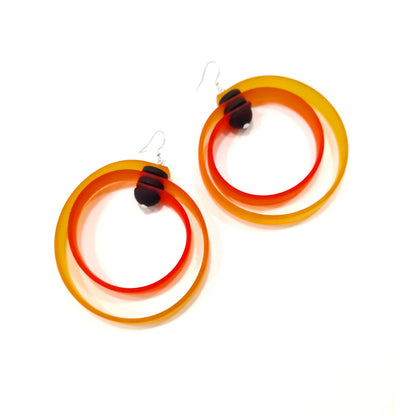 ROHA hand-dyed rubber HOOP earrings Orange Mandarine