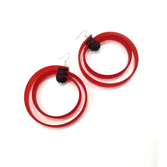 ROHA hand-dyed rubber HOOP earrings Red