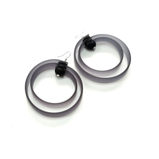 ROHA hand-dyed rubber HOOP earrings Steel Grey