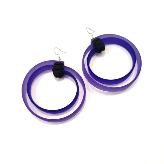 ROHA hand-dyed rubber HOOP earrings Violet