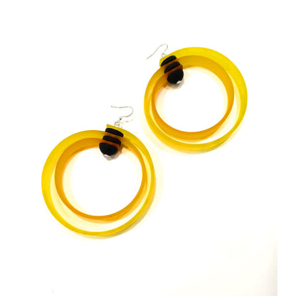 ROHA hand-dyed rubber HOOP earrings Yellow Sun