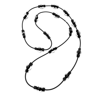 SELENE double-wrapped long necklace Black Crystal