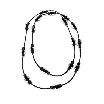 SELENE double-wrapped long necklace Black Crystal